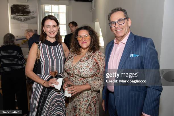 Jessica Lappin, Xochitl Gonzalez and Howard Axel attend the Sunset Garden Party at 620 Loft & Garden on September 12, 2023 in New York City.
