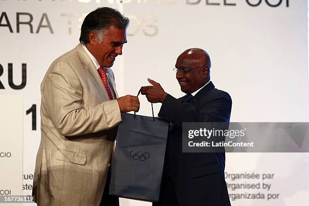 Sam Ramsamy, IOC Executive Board Member and Francisco Boza, IPD President, during the Closing Session as part of the of the 15th IOC World Conference...