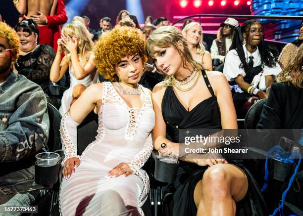 Ice Spice and Taylor Swift attend the 2023 Video Music Awards at Prudential Center on September 12, 2023 in Newark, New Jersey.