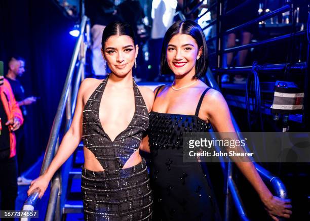 Dixie D'Amelio and Charli D'Amelio seen backstage during the 2023 Video Music Awards at Prudential Center on September 12, 2023 in Newark, New Jersey.