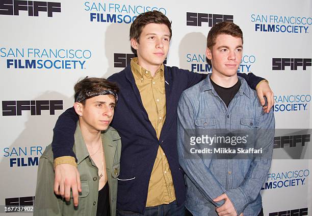 Actors Moises Arias, Nick Robinson and Gabriel Basso arrive at "The Kings of Summer" premiere at Sundance Kabuki Cinemas on April 28, 2013 in San...