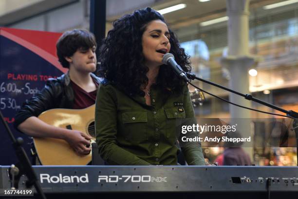 French singer Sophie Delila performs at Station Sessions Festival 2013 at St Pancras Station on April 26, 2013 in London, England.