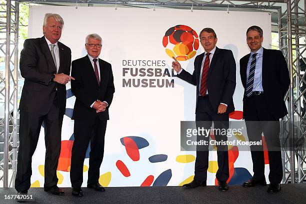 Ullrich Sierau, mayor of Dortmund, Reinhard Rauball, president of the DFL, Wolfgang Niersbach, president of the German Football Association and...