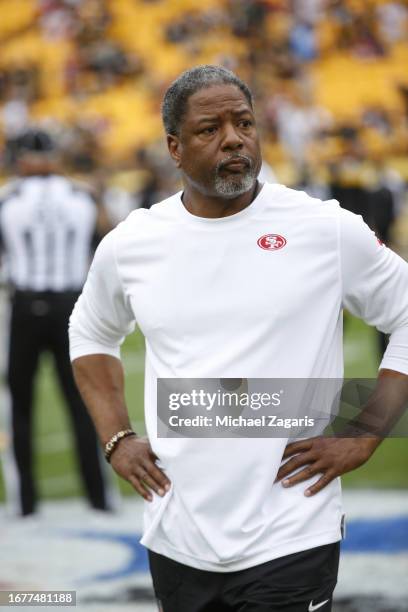 September 10: Defensive Coordinator Steve Wilks of the San Francisco 49ers before the game against the Pittsburgh Steelers at Acrisure Stadium on...