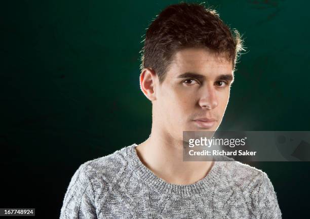 Footballer Oscar dos Santos Emboaba is photographed for the Guardian on March 8, 2013 in London, England.