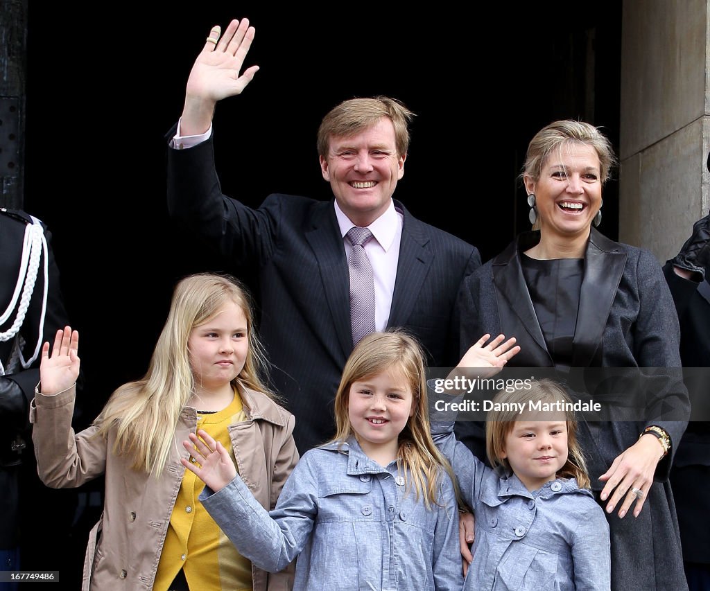 The Royal Family Of The Netherlands Arrive For An Inauguration Rehearsal At The Royal Palace