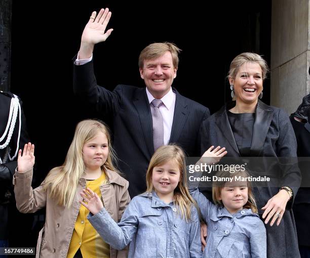 Crown Prince Willem Alexander, Princess Maxima of The Netherlands and children Princess Amalia, Princess Alexia and Princess Ariane arrive for an...