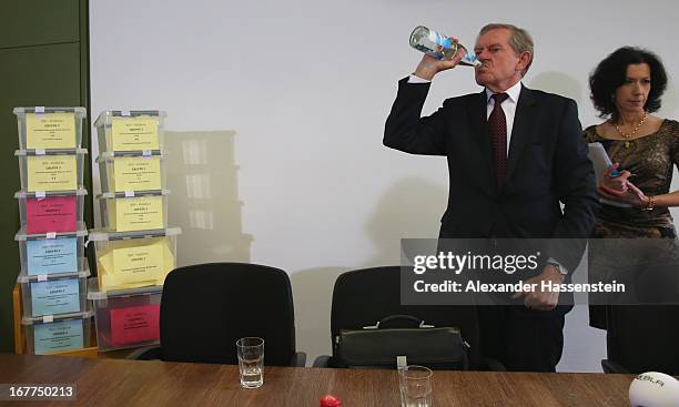 Karl Huber, President of the Oberlandgericht Muenchen court and Margarete Noetzel, head of the press department of the Oberlandgericht Muenchen court...