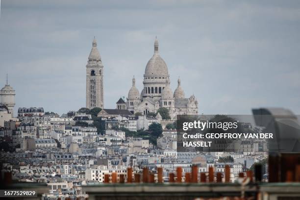 Photo shows the Sacre Coeur basilica atop the Montmartre hill in Paris, on September 20, 2023.