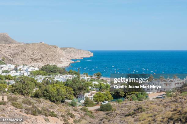 views of the village of agua amarga - classic sporting vantage points stock pictures, royalty-free photos & images