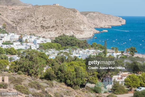 views of the village of agua amarga - classic sporting vantage points stock pictures, royalty-free photos & images