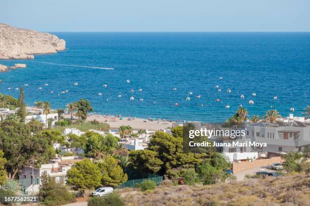 views of the village of agua amarga - classic sporting vantage points stock pictures, royalty-free photos & images