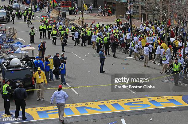 Two explosions went off near the finish line of the 117th Boston Marathon on April 15, 2013.