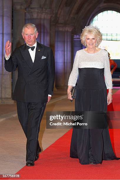 Prince Charles, Prince of Wales and Camilla, Duchess of Cornwall attend a dinner hosted by Queen Beatrix of The Netherlands ahead of her abdication...