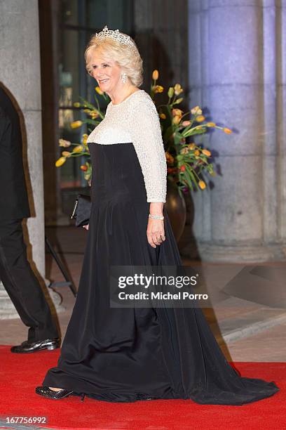 Camilla, Duchess of Cornwall attends a dinner hosted by Queen Beatrix of The Netherlands ahead of her abdication at Rijksmuseum on April 29, 2013 in...