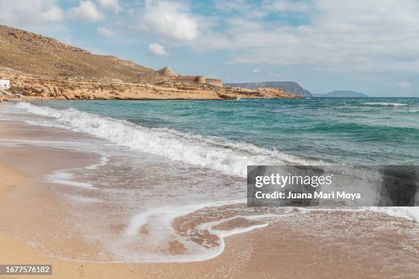 the playazo of rodalquilar in the natural park cabo de gata. - playa de playazo stock pictures, royalty-free photos & images
