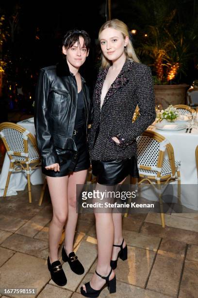 Kristen Stewart and Dakota Fanning attend the CHANEL dinner to celebrate the launch of Sofia Coppola Archive: 1999-2023 at Chateau Marmont on...