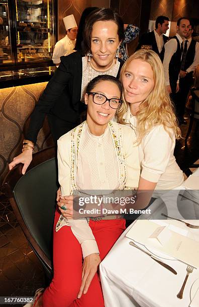 Julie Brangstrup, Lilly Becker and Jodie Kidd attend the launch of Cash & Rocket, in aid of the Rush to Zero campaign, at Banca Restaurant on April...