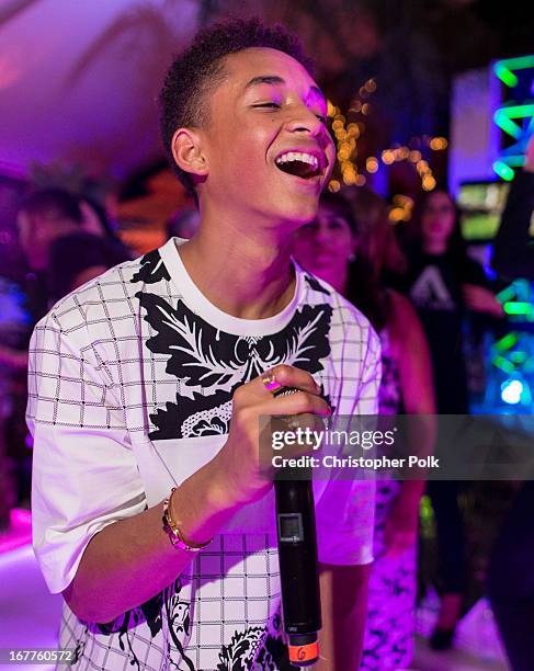 Actor Jaden Smith performs at the "After Earth" party at The 5th Annual Summer Of Sony at the Ritz Carlton Hotel on April 23, 2013 in Cancun, Mexico.