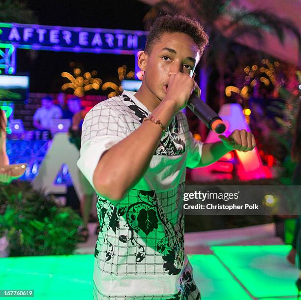 Actor Jaden Smith performs at the "After Earth" party at The 5th Annual Summer Of Sony at the Ritz Carlton Hotel on April 23, 2013 in Cancun, Mexico.