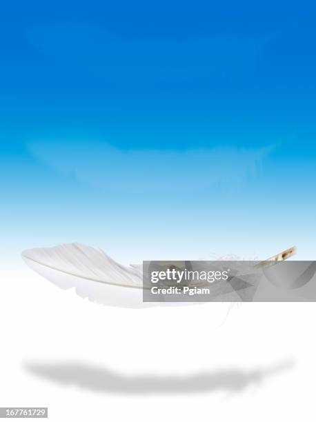 weightless feather in mid air - falling feathers stock pictures, royalty-free photos & images