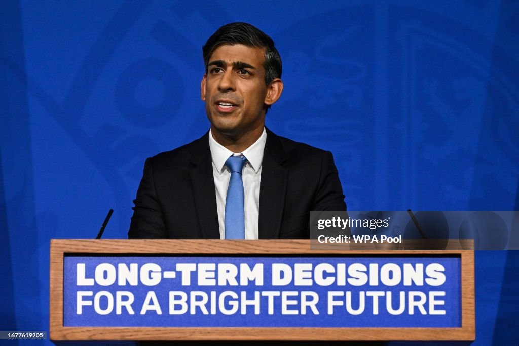 Rishi Sunak Holds Press Conference On Net Zero Policy Change