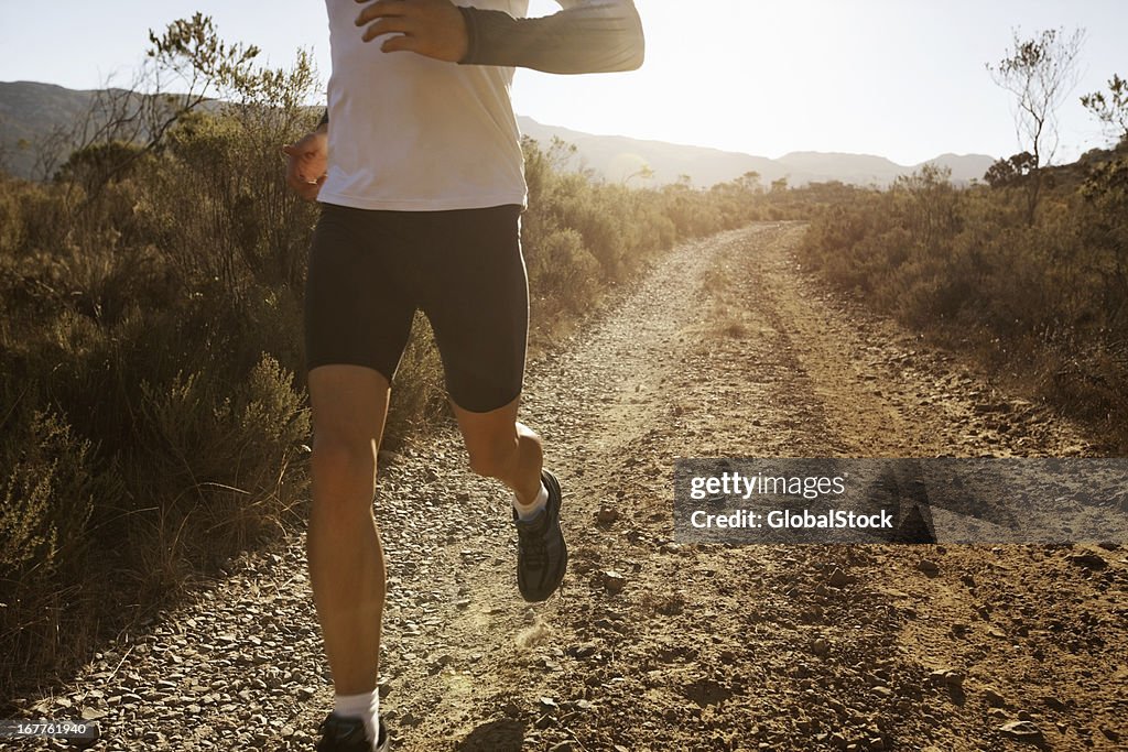 Man running on a sunny day