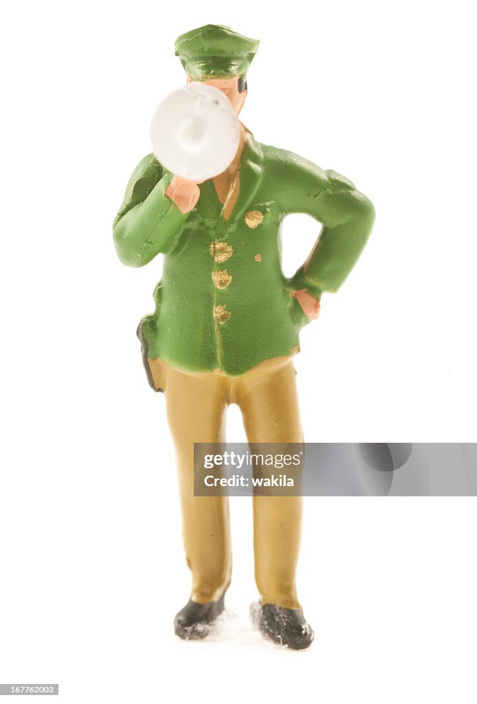 Police Officer figurine with megaphone