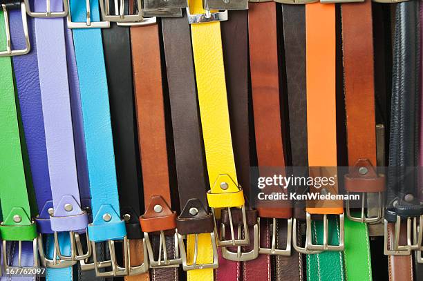 colorful leather belts - leather belt stock pictures, royalty-free photos & images