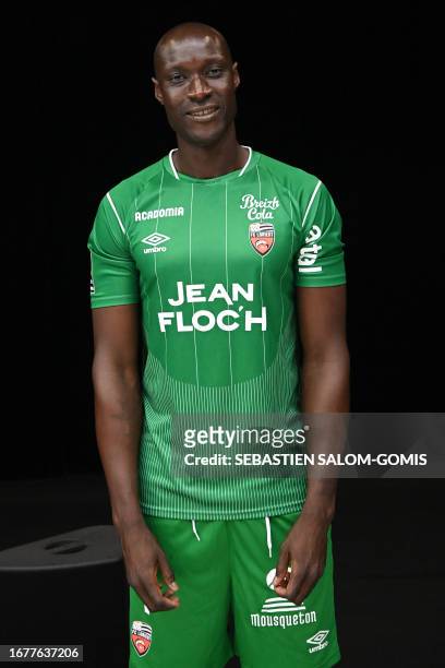 Lorient's Senegalese goalkeeper Alfred Gomis poses for a photograph during an official Lorient L1 football team presentation in Lorient, western...