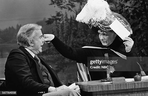 Pictured: Announcer Ed McMahon, Johnny Carson as Carnac the Magnificent on March 26, 1980 --