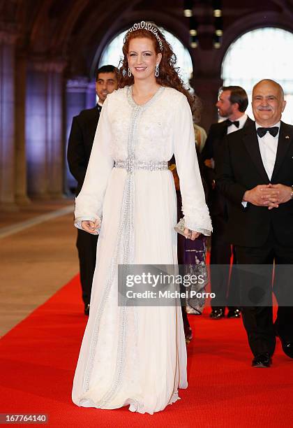 Princess Lalla Salma of Morocco attends a dinner hosted by Queen Beatrix of The Netherlands ahead of her abdication in favour of Crown Prince Willem...