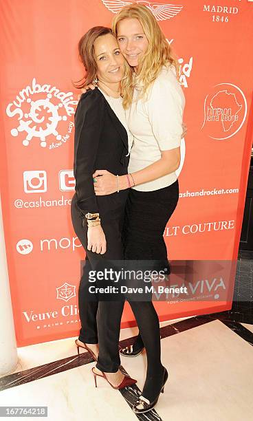 Julie Brangstrup and Jodie Kidd attend the launch of Cash & Rocket, in aid of the Rush to Zero campaign, at Banca Restaurant on April 29, 2013 in...