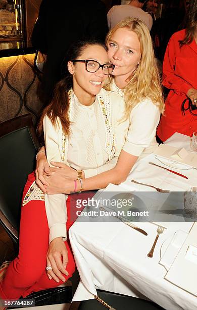 Lilly Becker and Jodie Kidd attend the launch of Cash & Rocket, in aid of the Rush to Zero campaign, at Banca Restaurant on April 29, 2013 in London,...