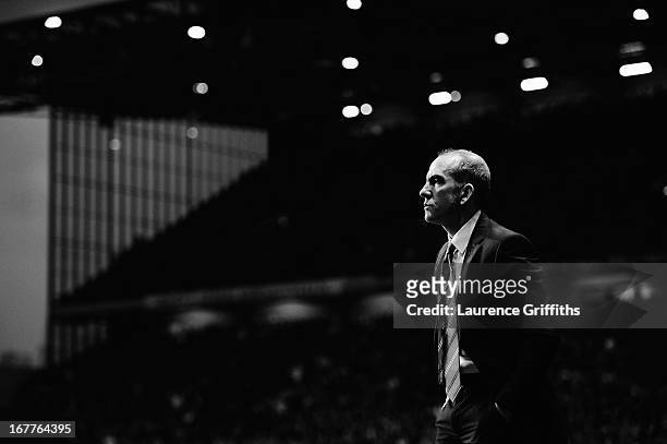 Paolo Di Canio the Sunderland manager looks on from the touchline during the Barclays Premier League match between Aston Villa and Sunderland at...
