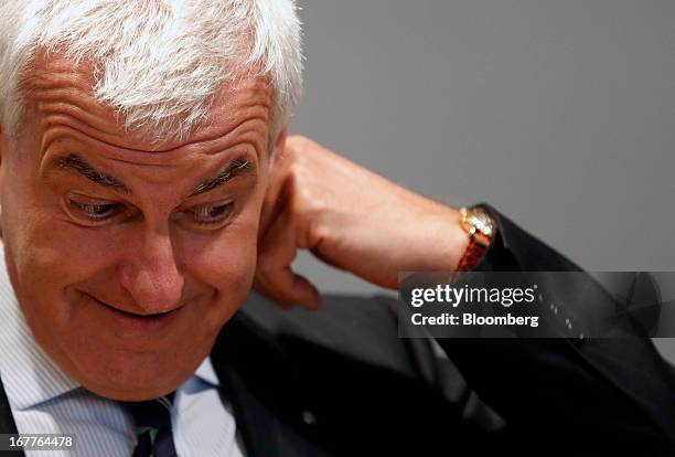 Alessandro Profumo, chairman of Banca Monte dei Paschi di Siena SpA, speaks during a news conference following the company's annual general meeting...