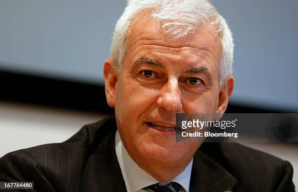 Alessandro Profumo, chairman of Banca Monte dei Paschi di Siena SpA, speaks during a news conference following the company's annual general meeting...