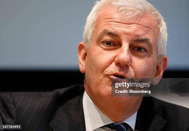 Alessandro Profumo, chairman of Banca Monte dei Paschi di Siena SpA, speaks during a news conference following the company's annual general meeting...