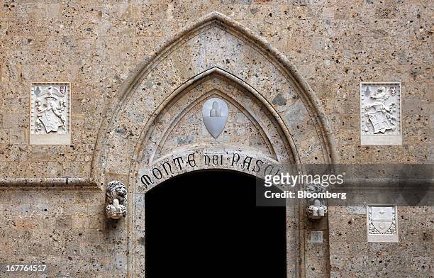 The headquarters of Banca Monte dei Paschi di Siena SpA stands in Siena, Italy, on Monday, April 29, 2013. An Italian judge rejected a request by...