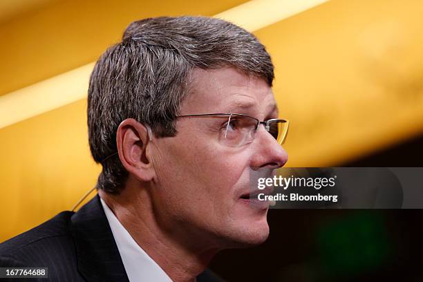 Thorsten Heins, chief excutive officer of BlackBerry, speaks during a Bloomberg Television interview at the annual Milken Institute Global Conference...