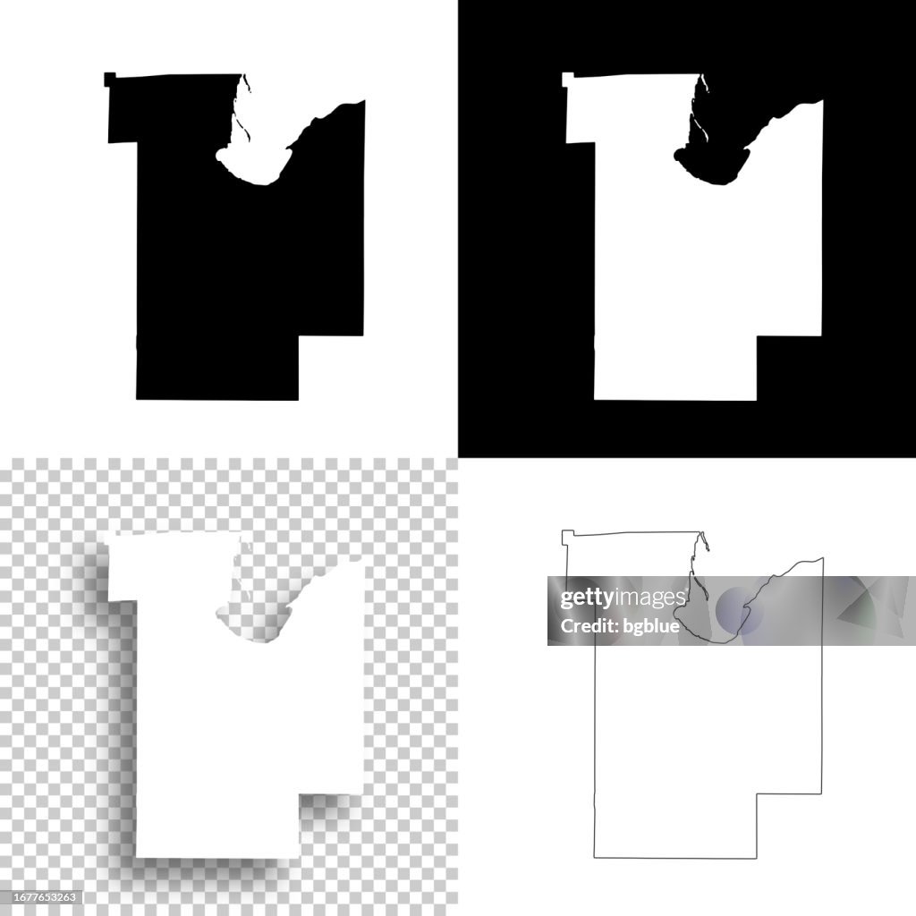 Brown County, Wisconsin. Maps for design. Blank, white and black backgrounds