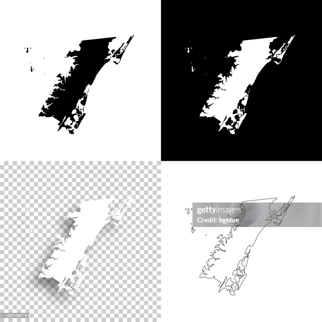 Accomack County, Virginia. Maps for design. Blank, white and black backgrounds