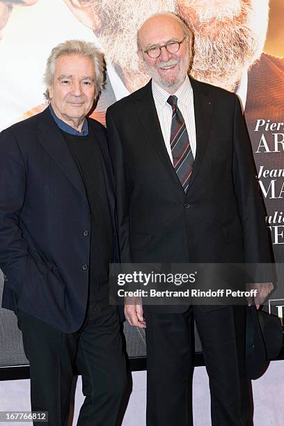 Actors Pierre Arditi and Jean-Pierre Marielle attend the premiere of 'La Fleur De L'Age' at UGC Cine Cite Bercy on April 29, 2013 in Paris, France.