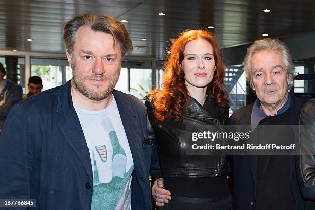 Director Nick Quinn, actress Audrey Fleurot and actor Pierre Arditi attend the premiere of 'La Fleur De L'Age' at UGC Cine Cite Bercy on April 29,...
