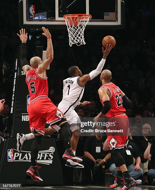 Watson of the Brooklyn Nets scores two in the second quarter against the Chicago Bulls during Game Five of the Eastern Conference Quarterfinals of...