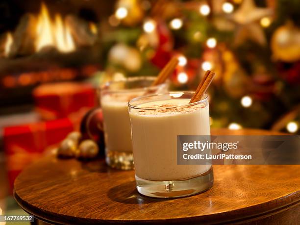 eggnog at christmas time - whipped cream bildbanksfoton och bilder