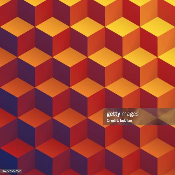 abstract geometric background with orange cubes - trendy 3d background - blockchain stock illustrations