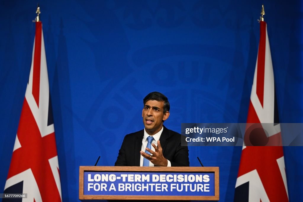 Rishi Sunak Holds Press Conference On Net Zero Policy Change