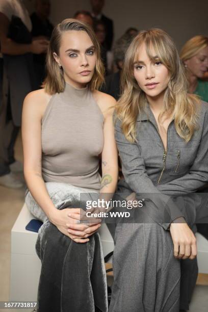 Cara Delevingne and Suki Waterhouse at the Fendi Spring 2024 Ready To Wear Fashion Show on September 20, 2023 in Milan, Italy.