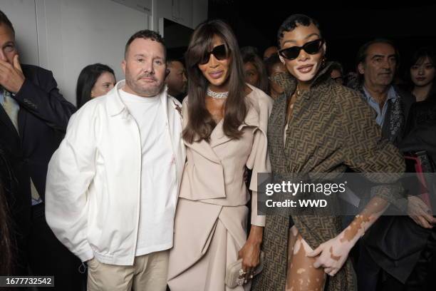 Kim Jones, Naomi Campbell and Winnie Harlow at the Fendi Spring 2024 Ready To Wear Fashion Show on September 20, 2023 in Milan, Italy.